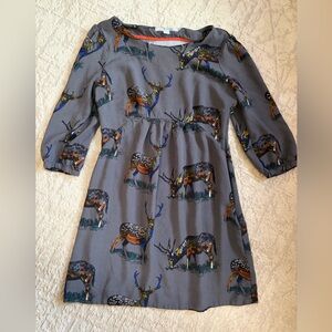 Boden Gray Dress with Deer and Antler Print